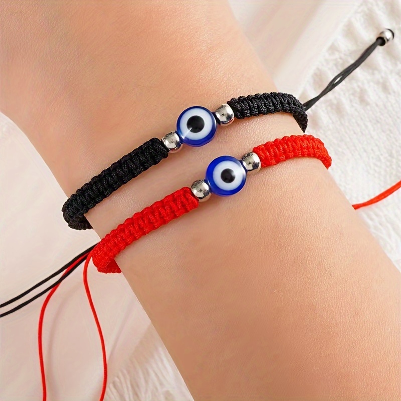 Mini Evil Eye Adjustable String Bracelet Red and Black String Evil Eye –  Basil & Co.