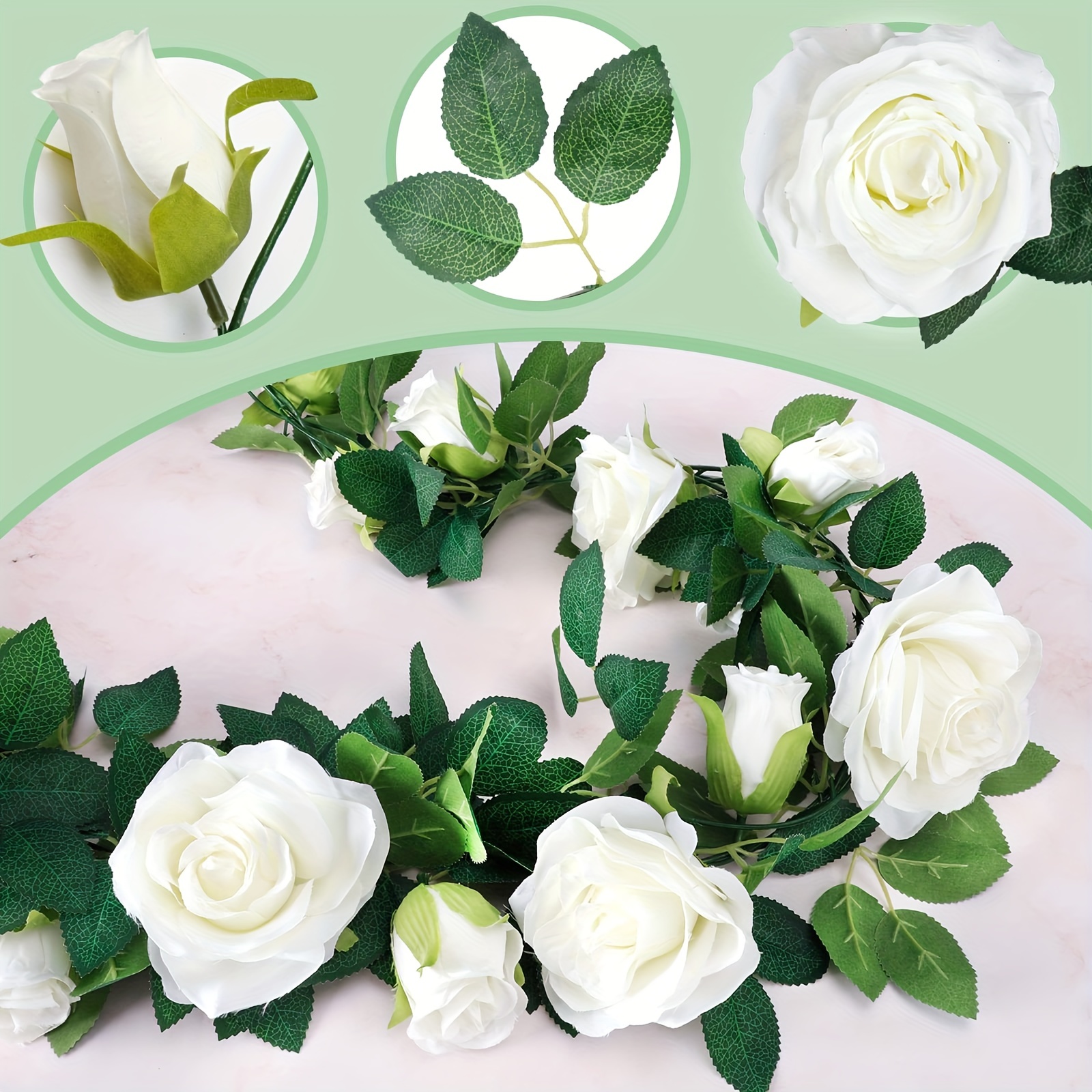 Oversized White Rose Garland
