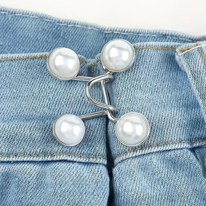 Fermeture à pression détachable Faux perle métal pantalon - Temu