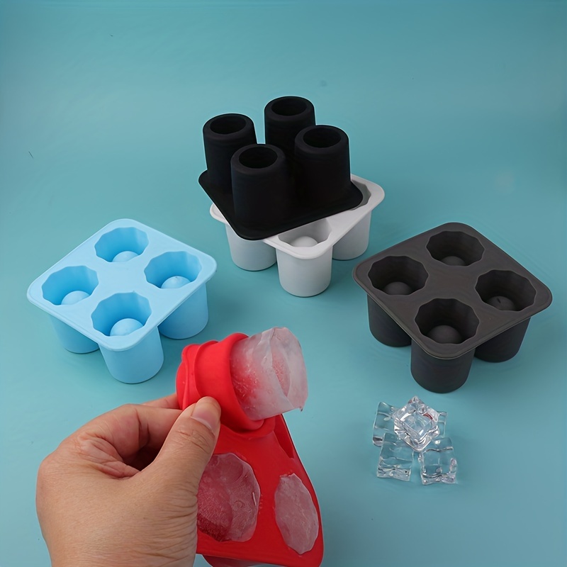 Silicone Shot Glass Ice Molds 4 Cavities Ice Cube Tray For Freezer