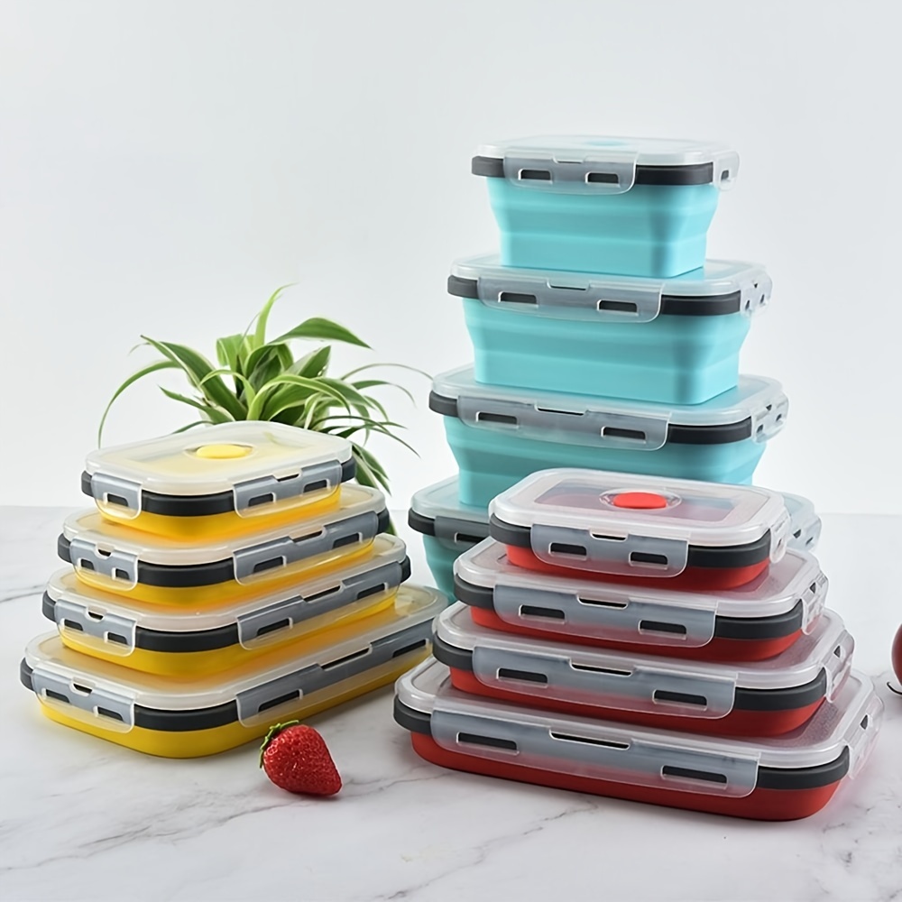 4 Sizes Collapsible Silicone Food Container Portable Lunch - Temu