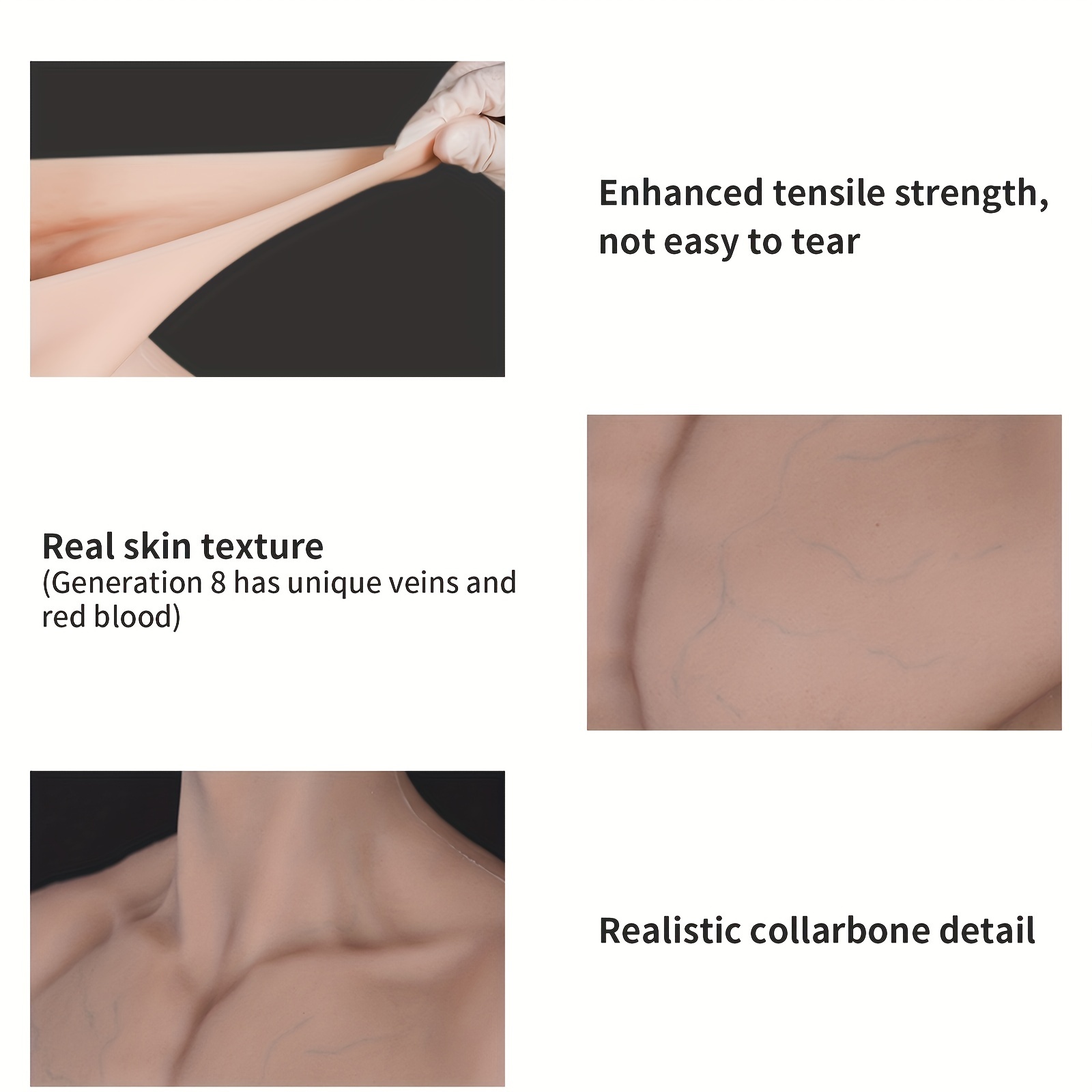 Silicone Muscle Suit Realistic Silicone Bodysuit Realistic Male Chest  Muscle Simulation Skin