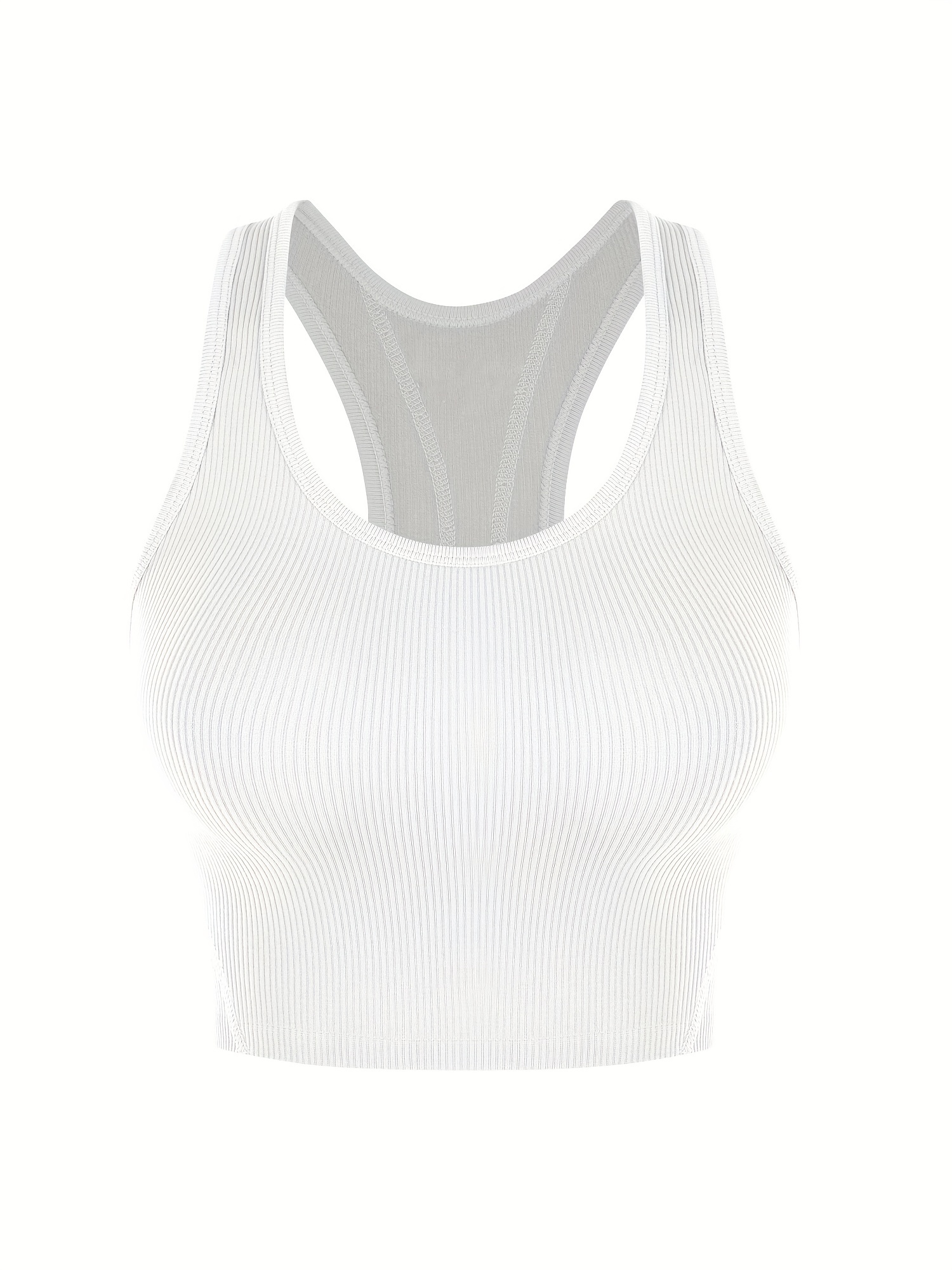 Buy Women Workout Crop Top Built in Bra Ribbed Athletic Tank Tops Casual  Sleeveless Collar Shirts Padded Sports Yoga Vest Online at desertcartINDIA