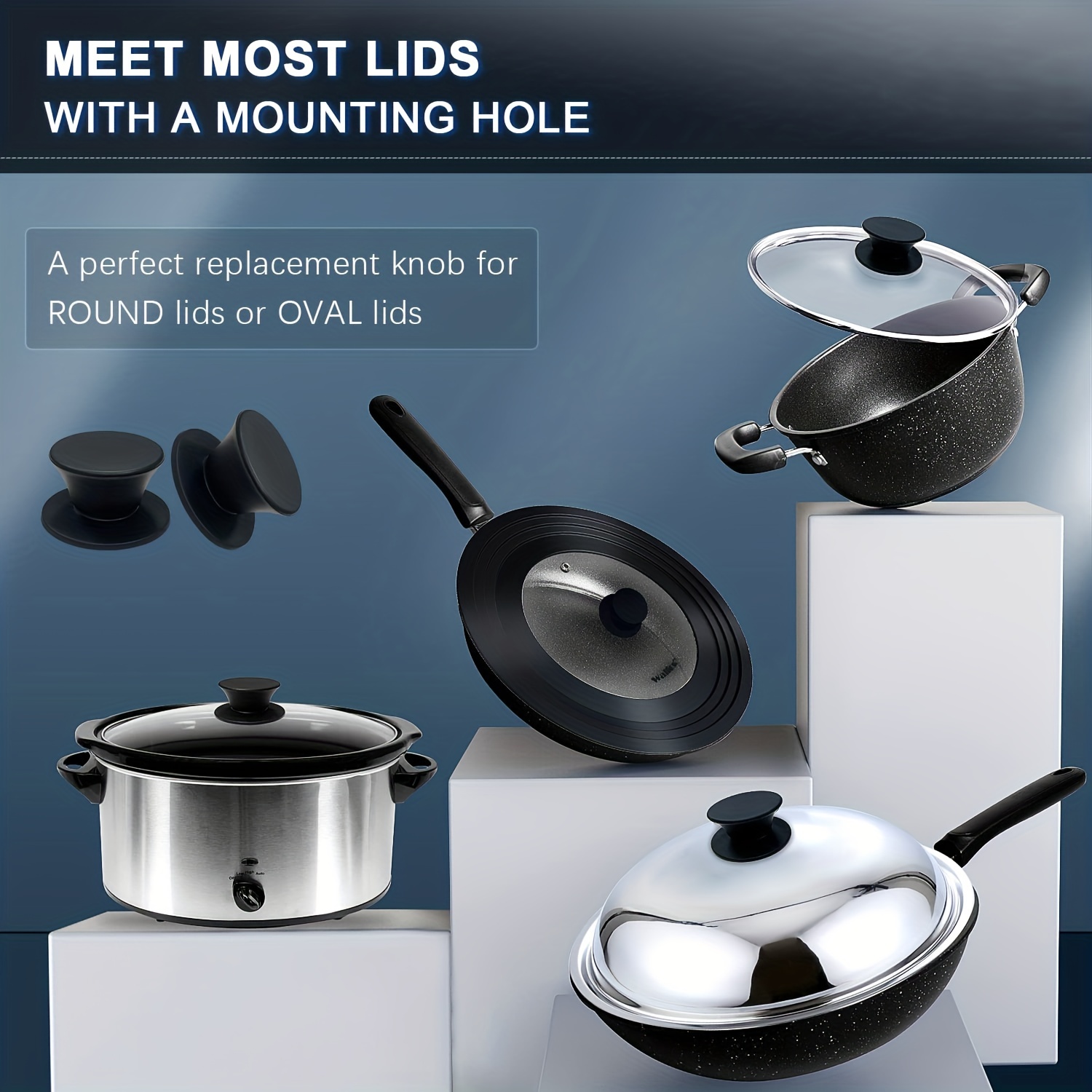 Universal Pot Lid Replacement Knobs, Heat Resistant Pan Lid