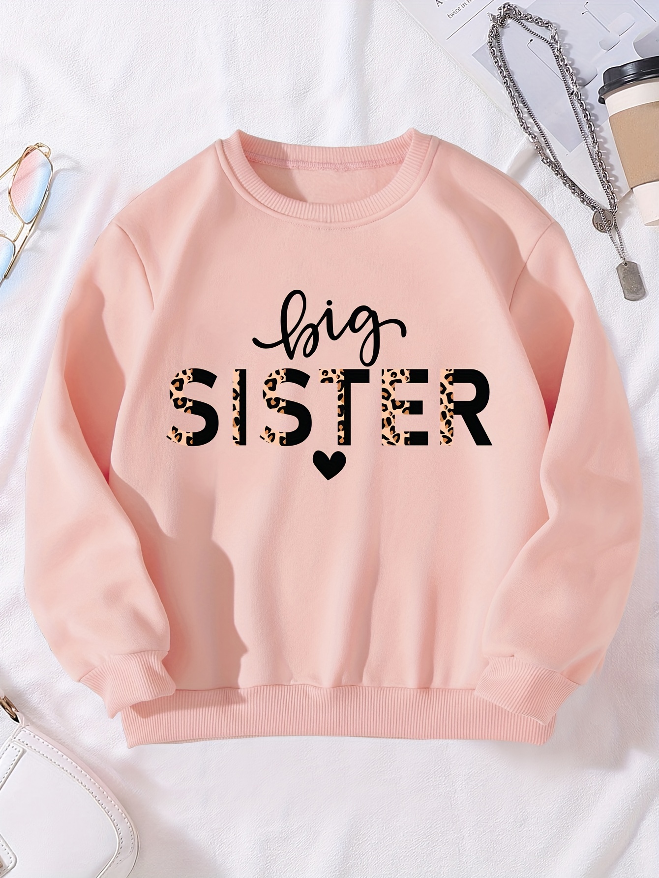 big Sister'' Print Girls Sweatshirt Smart Casual - Temu