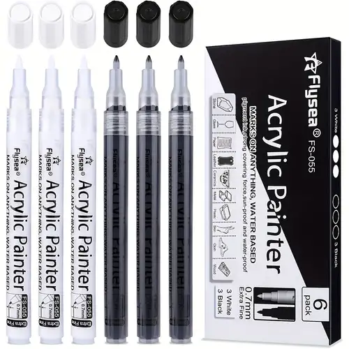 Flysea Acrylic Paint Pens Black And White Marker Pen, Waterproof