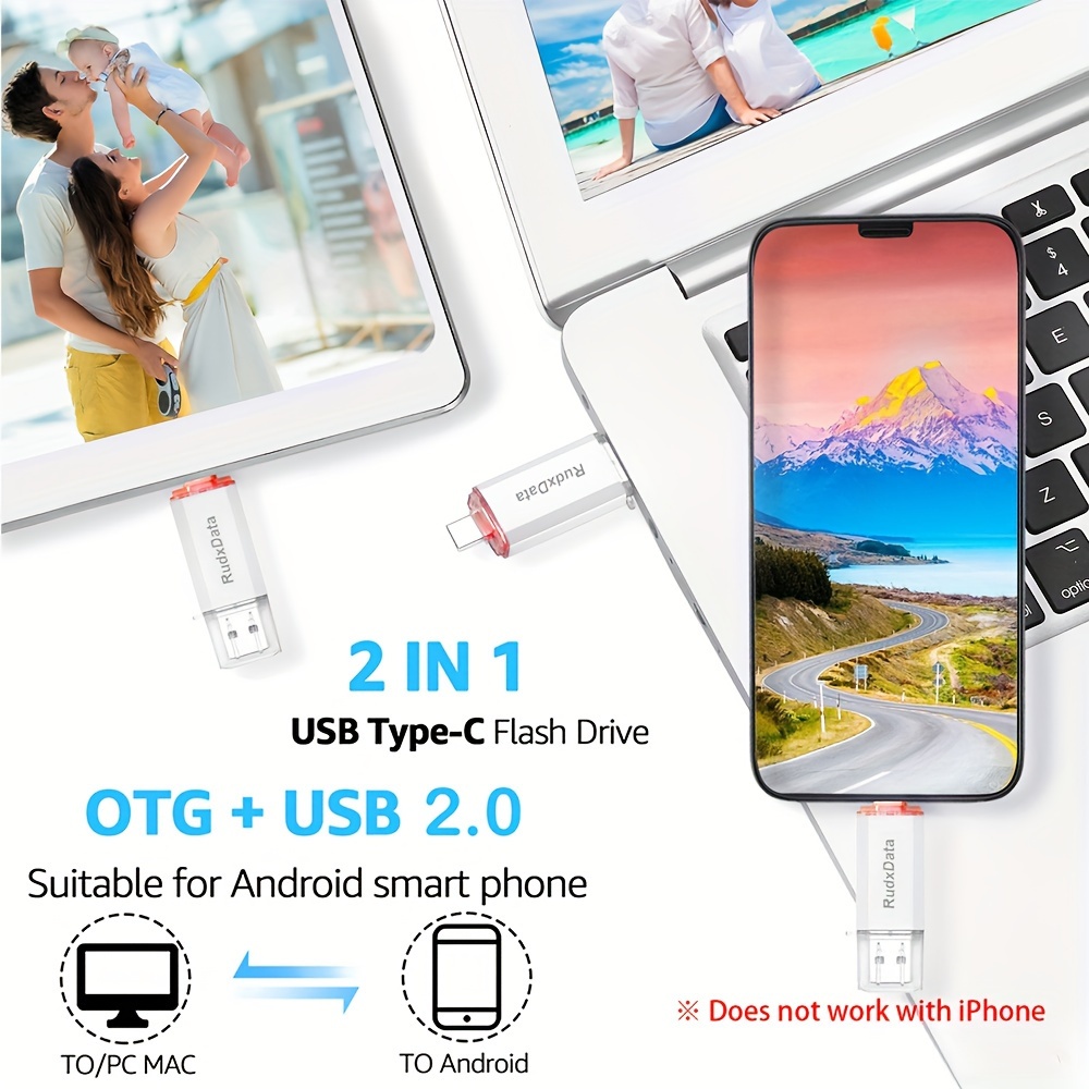 rudxdata 128gb 64gb 32gb usb type c flash drive dual otg memory stick high speed 2 in 1 pen drive for android smartphone tablet laptop pc