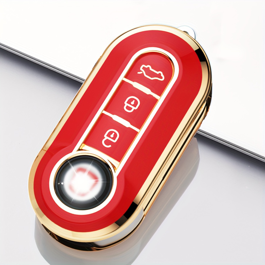 Carcasa llave Fiat 500 roja, tres botones