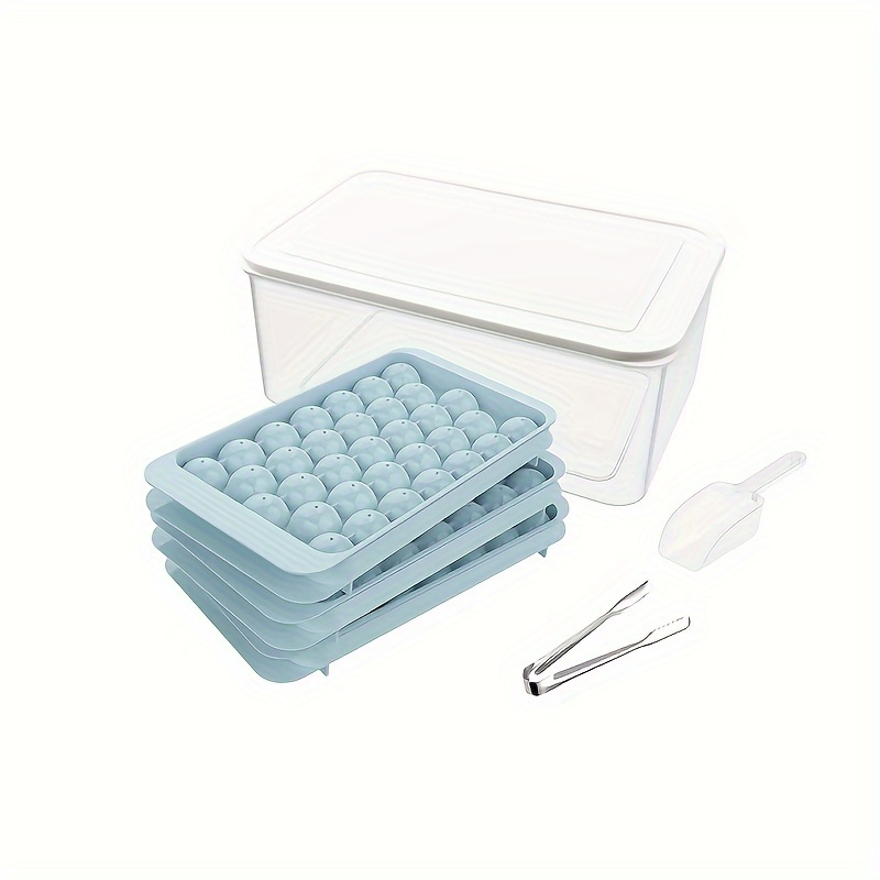 Ice Cube Bin Bucket Trays - Ice Holder, Container, Storage for Freezer,  Refrigerator with Scoop, Lids 