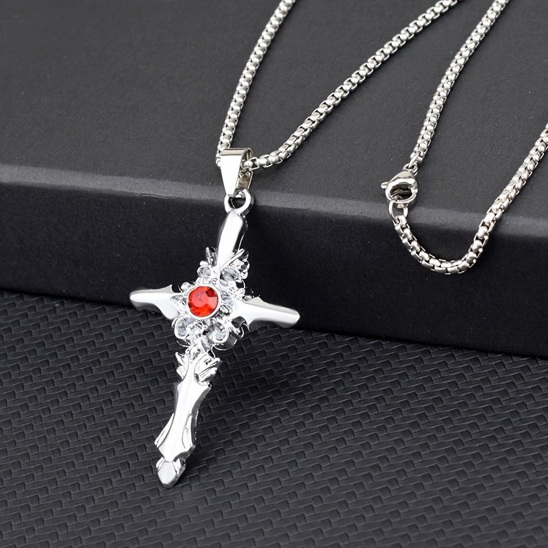 Red white and on sale blue cross necklace