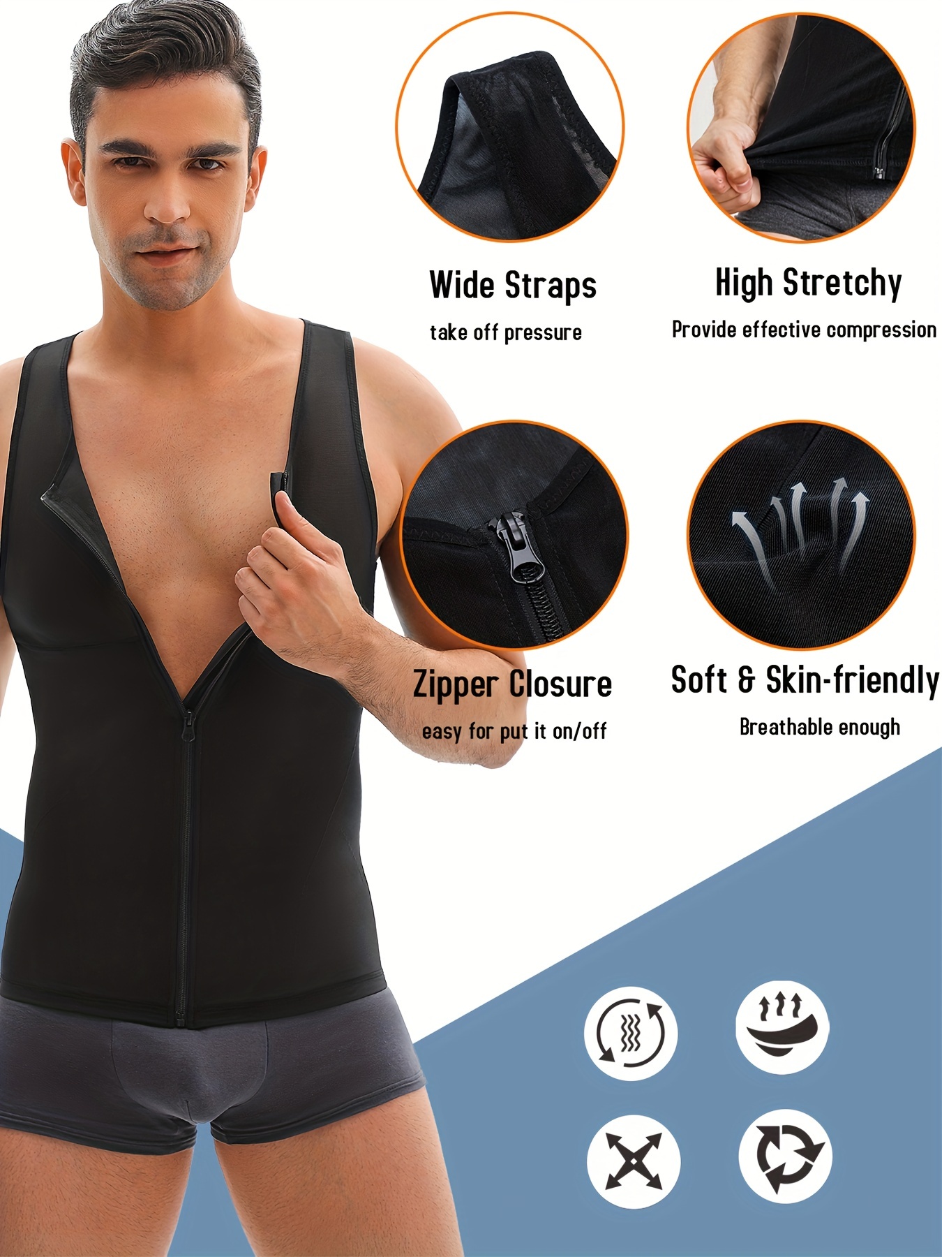 * Men's Compression Shapewear Body Shaper Stretch Slimming Tight Undershirt  Workout Vest Tank Top