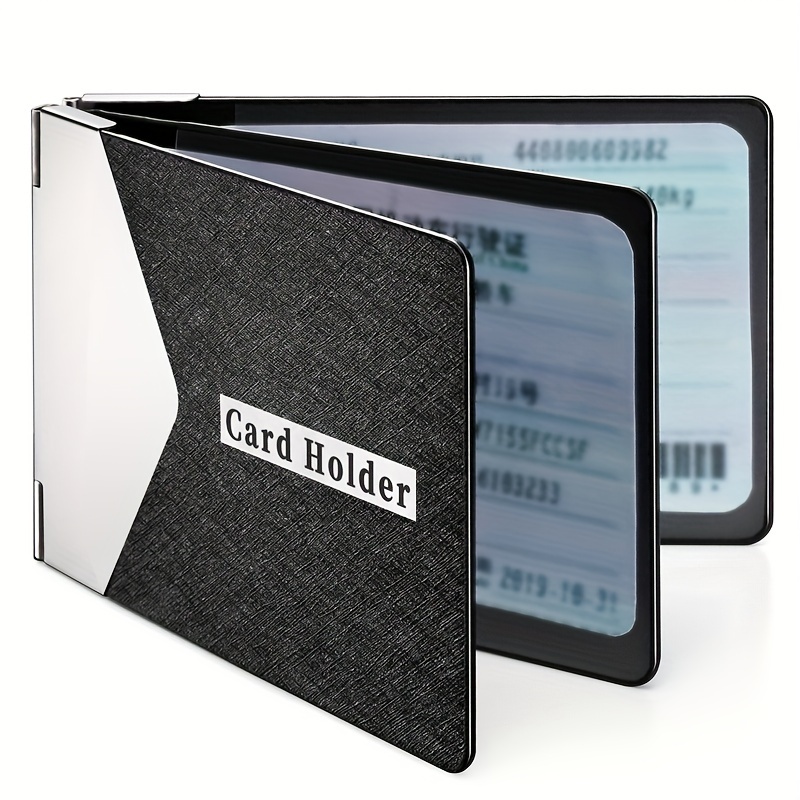 TEMU 1pc Metal Pu Leather Credit Card Holder, Ultra-thin Driver's License Case, Id/credit Card Holder