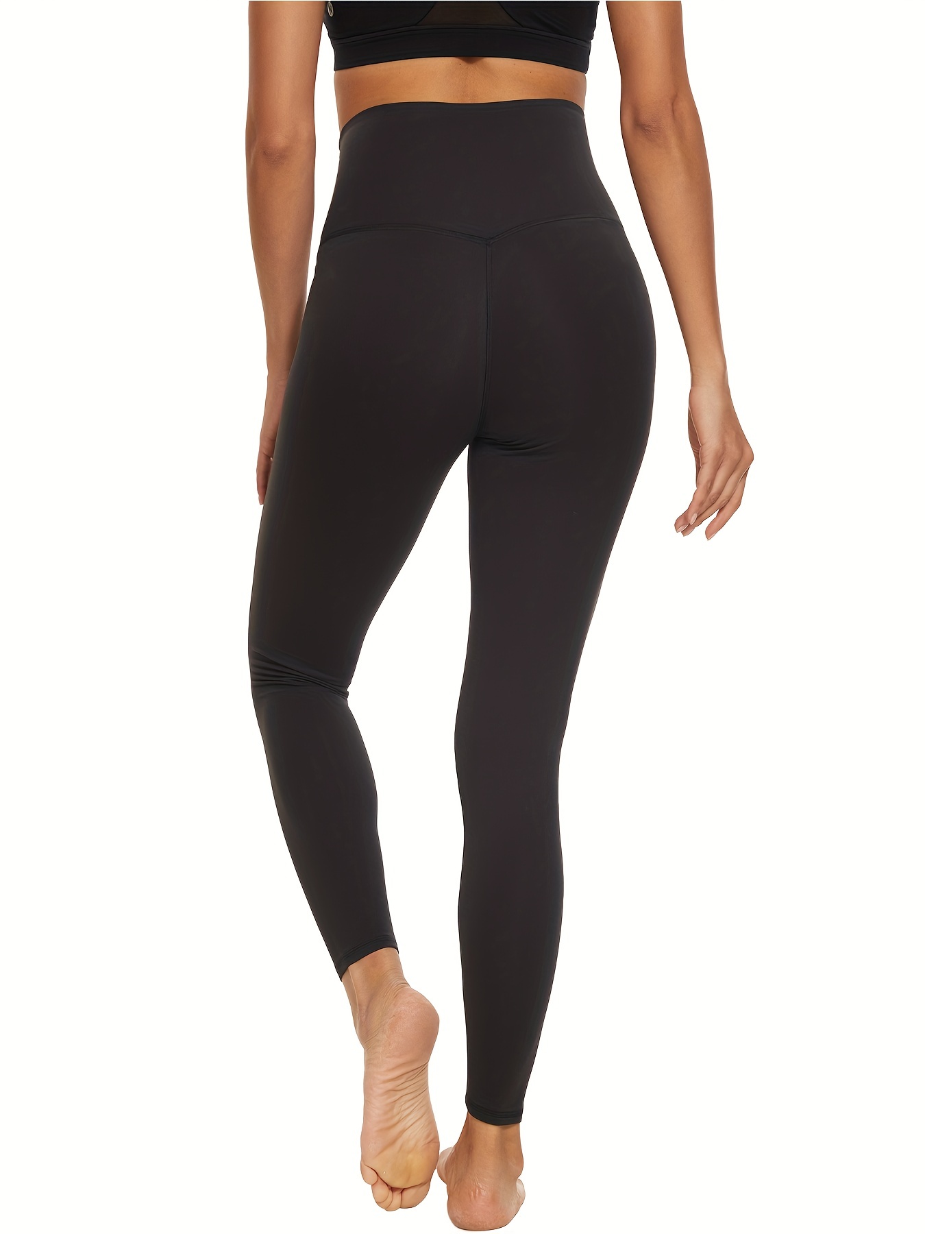 THE GYM PEOPLE Women's V Cross Waist Workout Leggings Tummy Control Running  Yoga Pants with Pockets Black Small