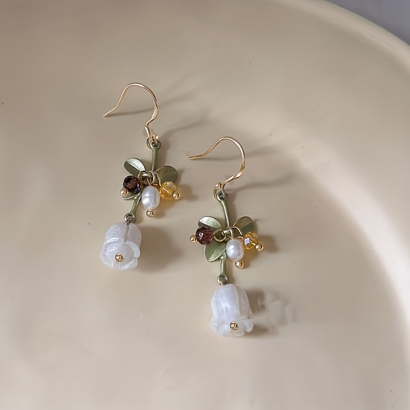 

Retro Handmade Sweet Niche Design Lily Of The Valley Earrings, Female Ear Jewelry Drop Earrings