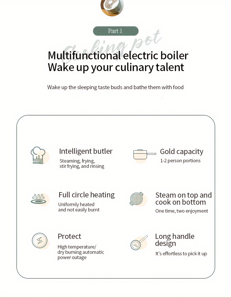 multifunctional electric hot pot small and portable non stick pot adjustable size fire household electric frying pot student dormitory cooking pan collective wok details 1