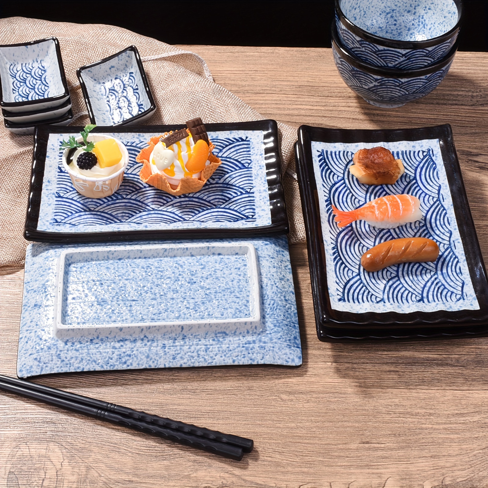 Ceramic Sushi Plates Japanese Style Rectangular Sushi Plate - Temu 