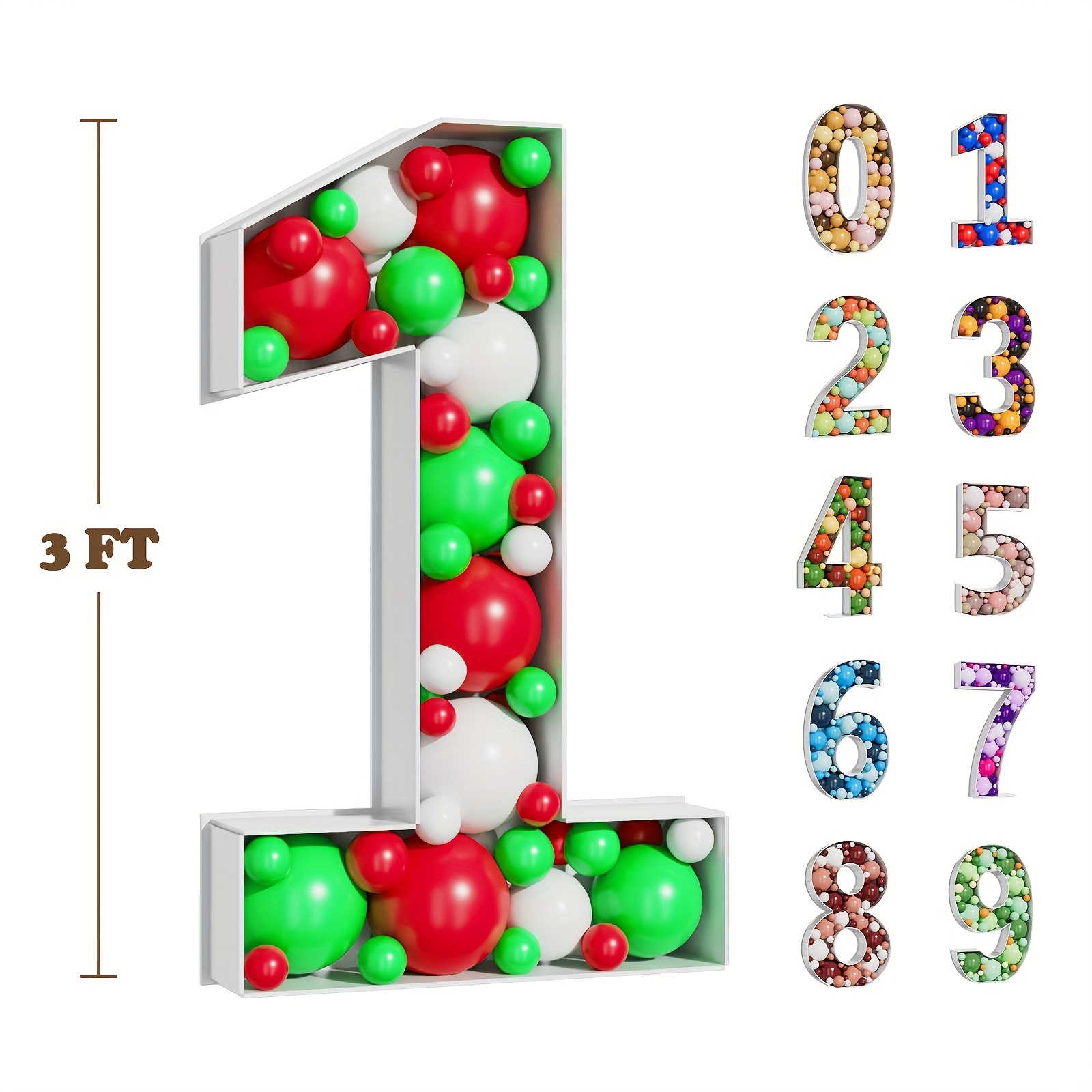1pc Number Frame Mosaic Numbers For Balloons Large Cardboard Number For  Birthday Decoration 