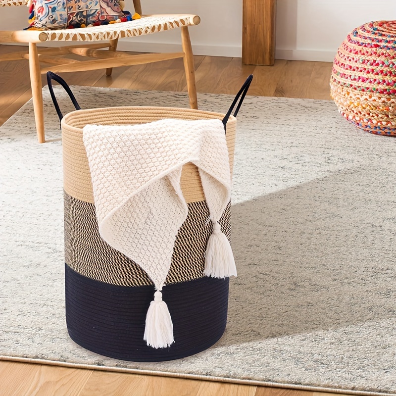 Large Jute Rope Basket Tall Laundry Basket Hamper