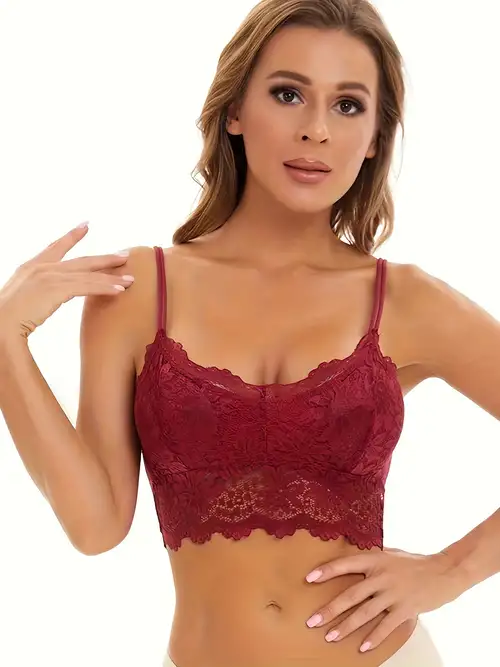 Floral Lace Underwire Bralette Sexy Removeable Stapes Cami - Temu Canada
