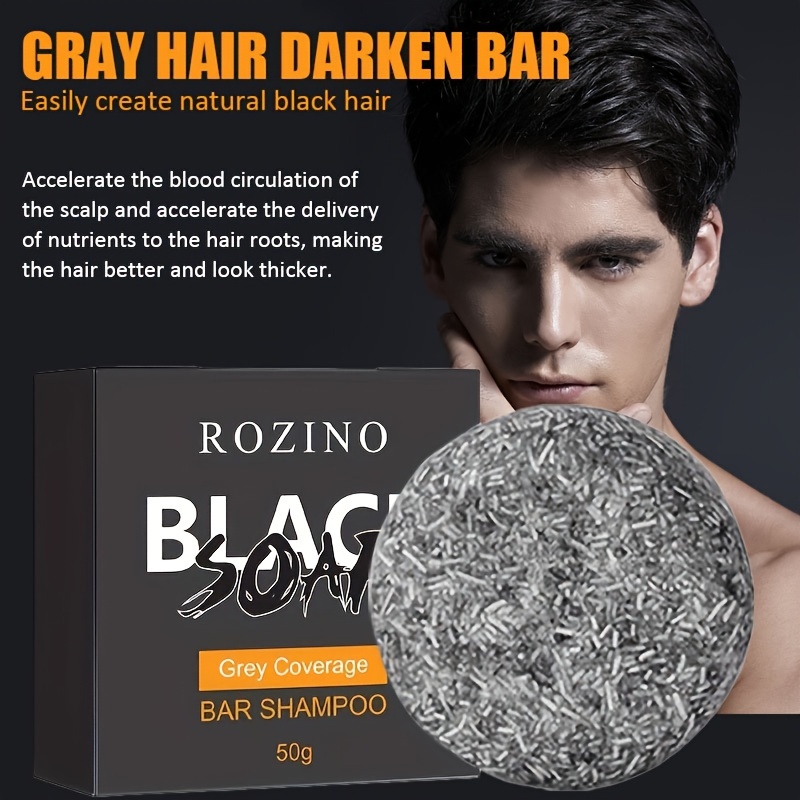 Men's Black Soap Gray Coverage Bar Shampoo Hair Soap - Temu