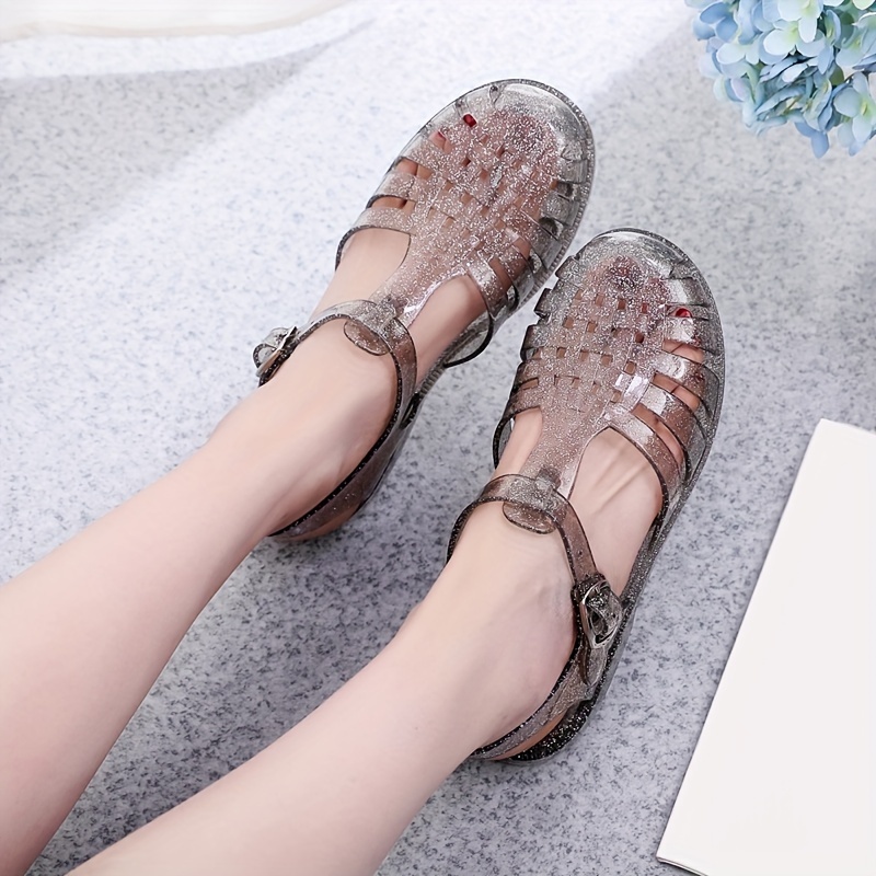 Shiny flat hot sale sandals