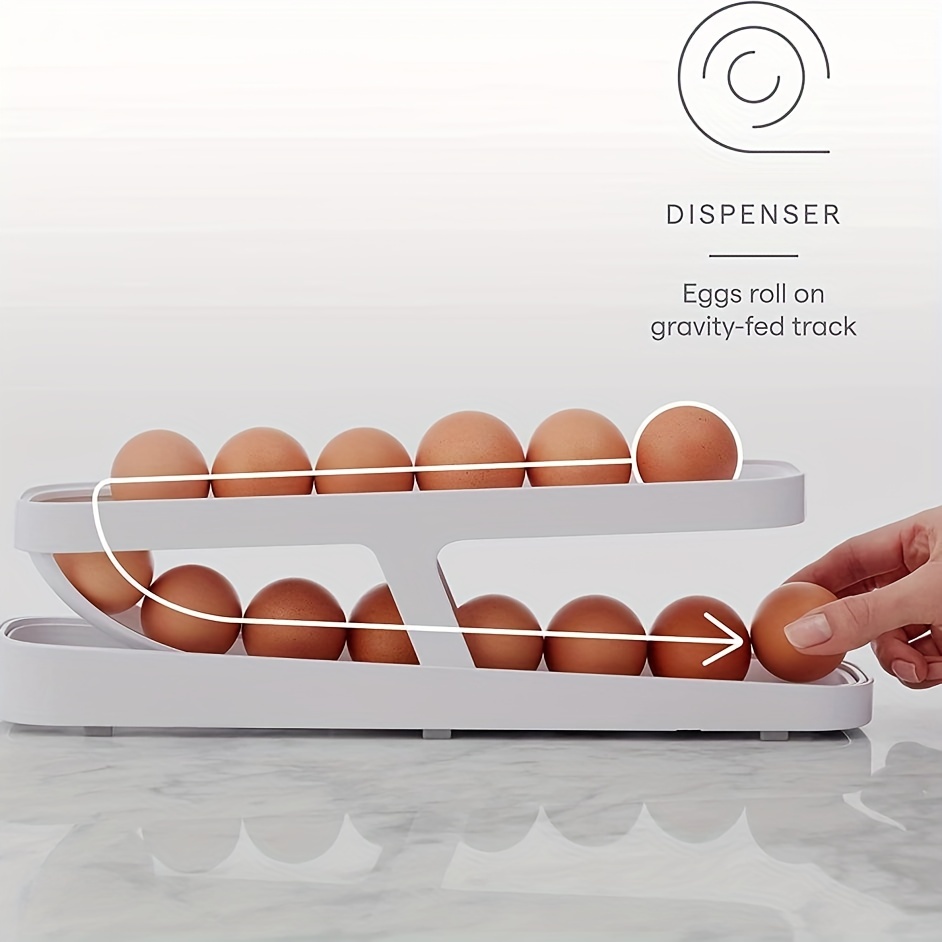 Slide Egg Box, Refrigerator Side Door Double Layer Automatic Egg Roller  Kitchen Countertop Anti-fall Egg Storage Box Egg Holder - Temu