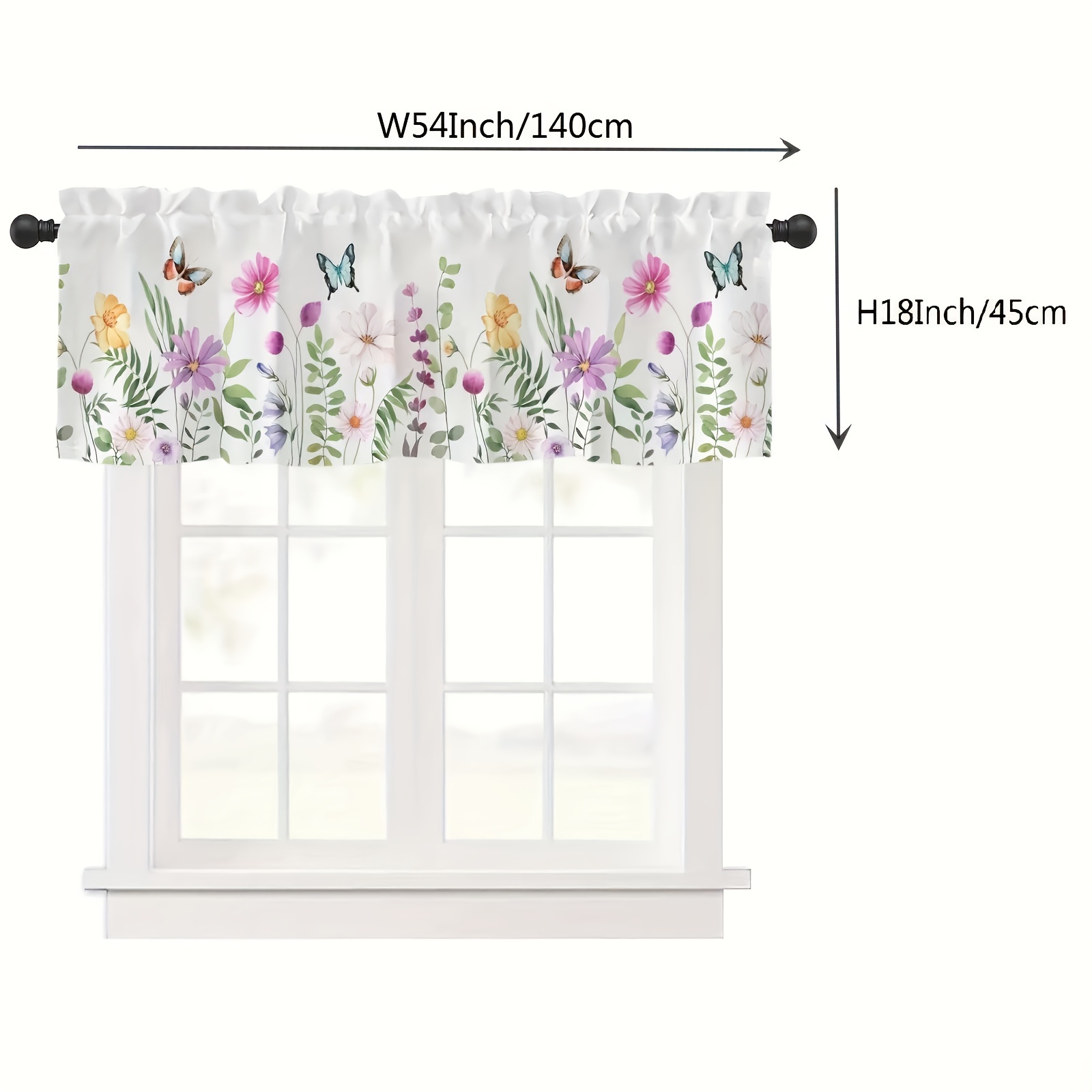 Valances for Windows, Wildflowers Spring Flower Floral Print