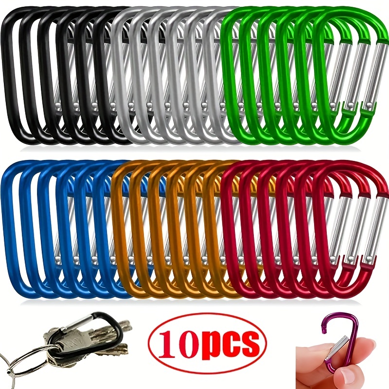 10pcs Carabiner Keychains Aluminum Alloy D Ring Buckle Spring Snap