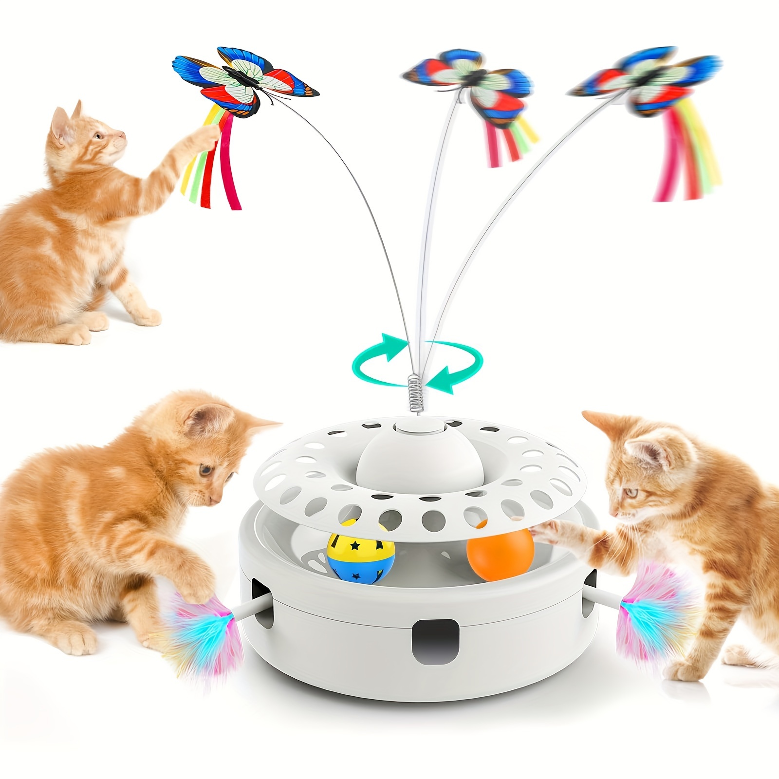 Cat Toys For Indoor Cats, Smart Interactive Kitten Toy With 360° Electric  Rotating Butterfly, Random Moving Ambush Feather, Cat Toy Track Balls, Cat I