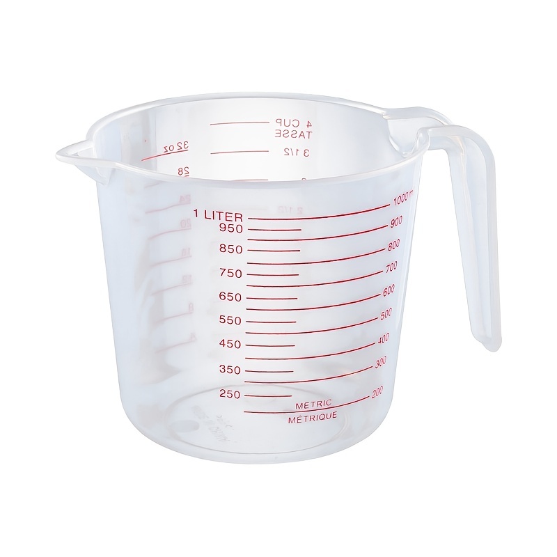 Plastic Measuring Cup Choice of 1-Cup, 2-Cup, 4-Cup or Set of 3 Pcs with Grip and Spout Easy to Read (4-Cup)