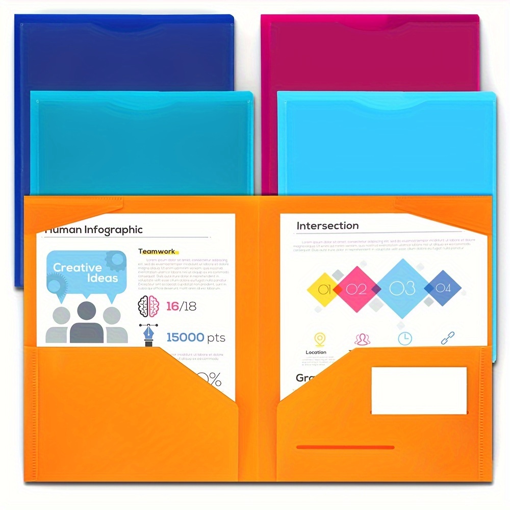 Clear File Folders Plastic Project Pockets Colored Project - Temu