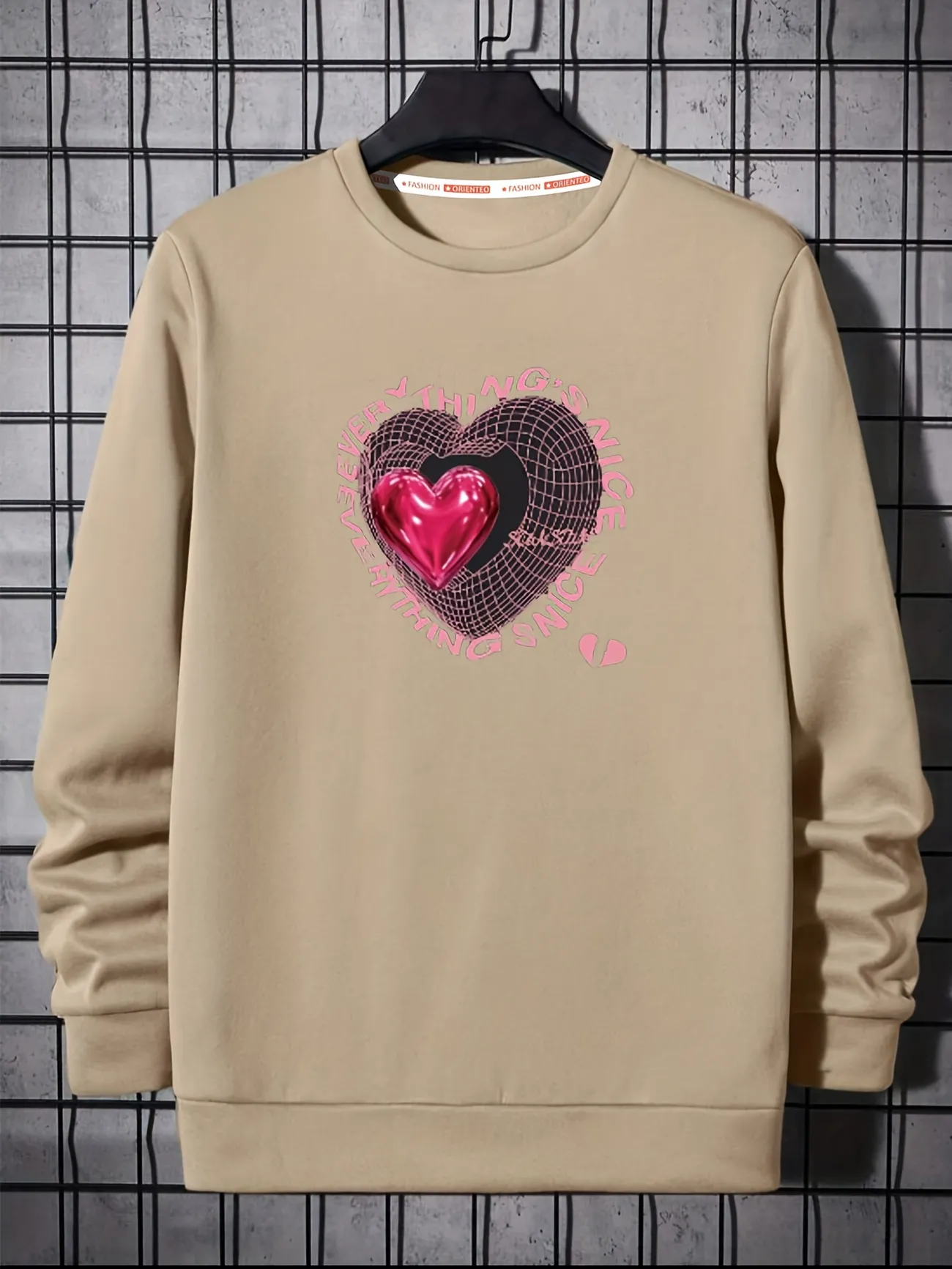 Trendy Heart Letter Print Mens Crew Neck Long Sleeve Sweatshirt Casual Wear  Graphic Pullover Mens Clothing For Spring Fall Winter - Men's Clothing -  Temu Bulgaria