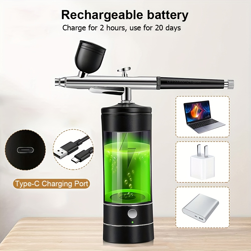 Portable Rechargeable Wireless Airbrush With Compressor - Temu