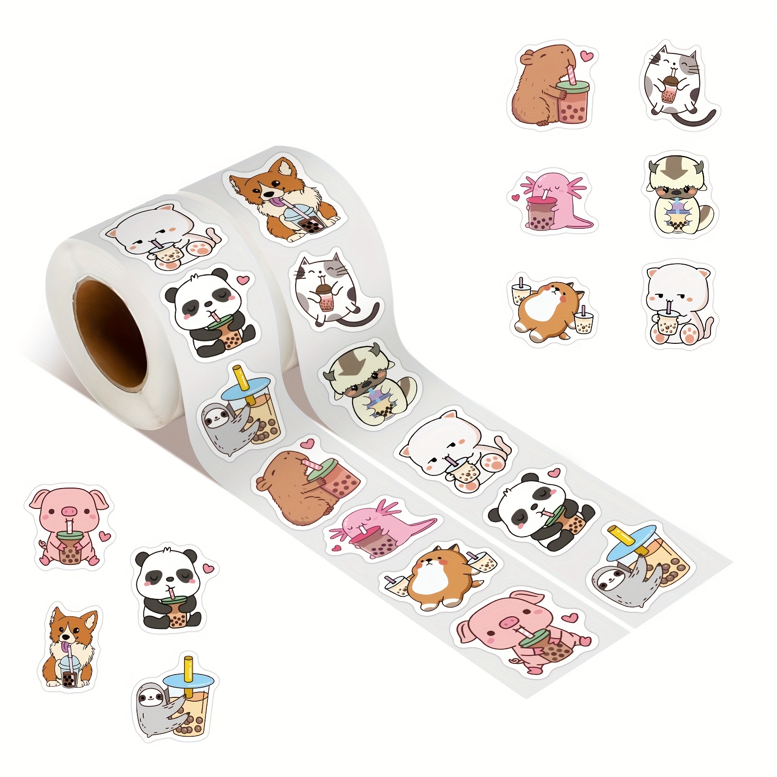 

500pcs Cute Bubble Tea Stickers Roll - Kawaii Drink Decals For Phone, Laptop, Water Bottle, Luggage - Perfect Gifts For Teens, Adults