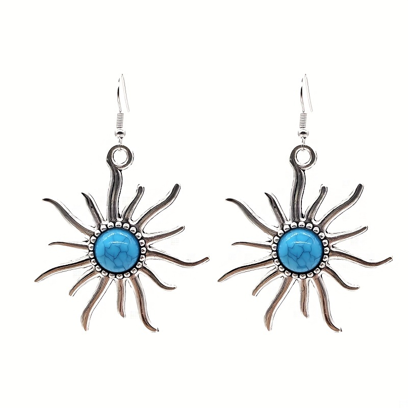 Retro Sun Earrings Sunburst Boho Style Earrings For Women Jewelry