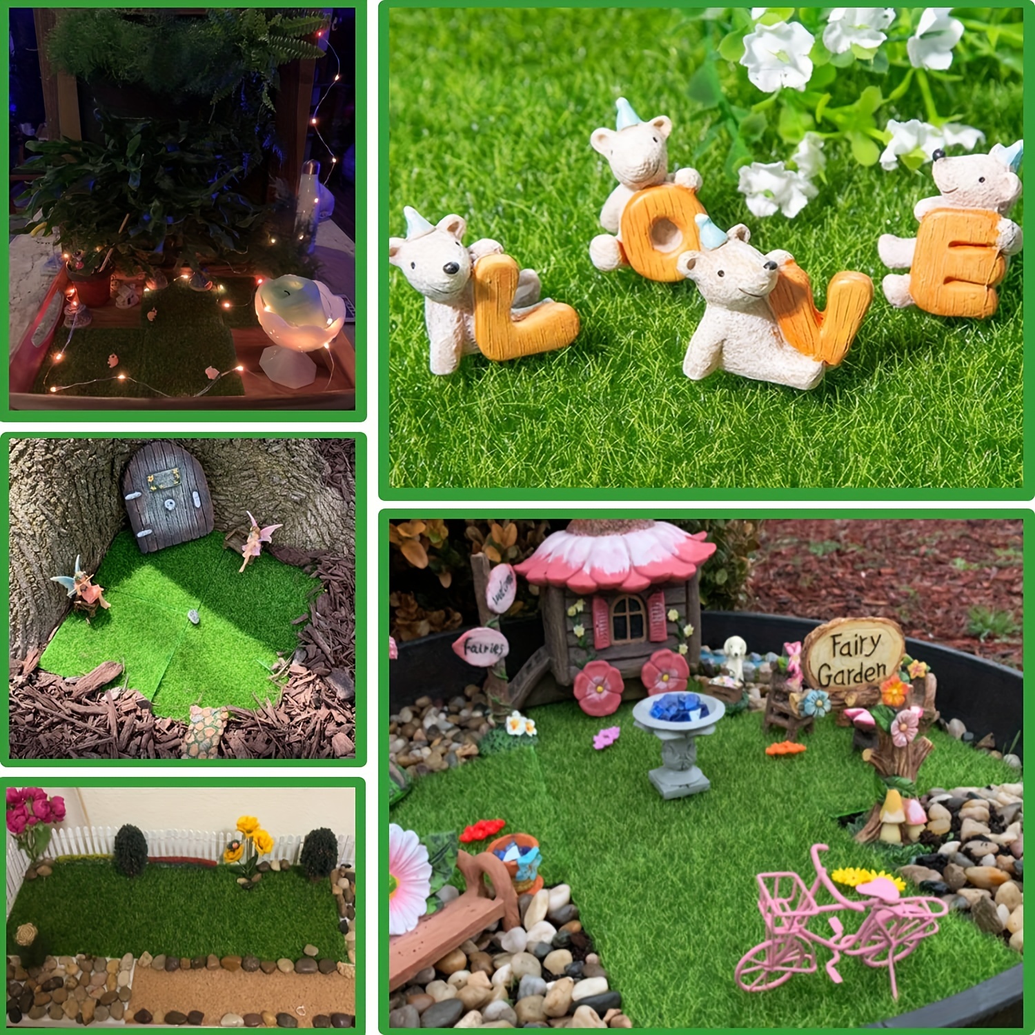 8 Packs Garden Craft Grass Fake Grass for Crafts 6 x 6 Inches Miniature  Ornament Garden Dollhouse DIY Grass Fairy Artificial Grass Lawn