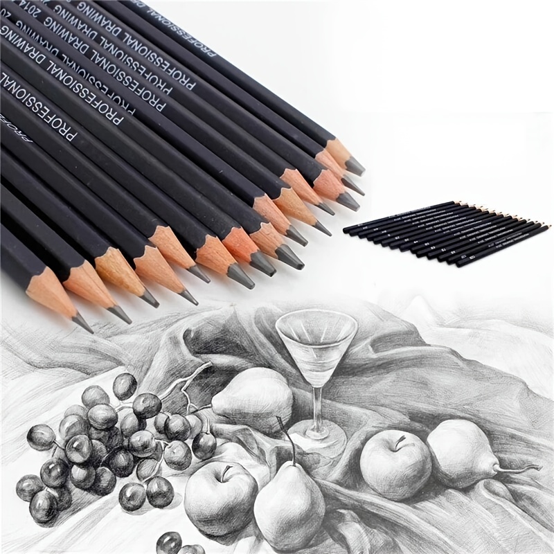 Brutfuner 14pcs/set 4H-14B Wooden Lead Pencils Set Professional Drawing  Journal Writing Pencils For School