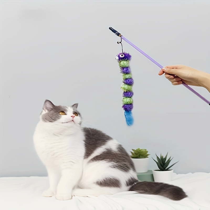 1 Pc Cat Plush Teaser Wand With Bell Interactive Cat Toy