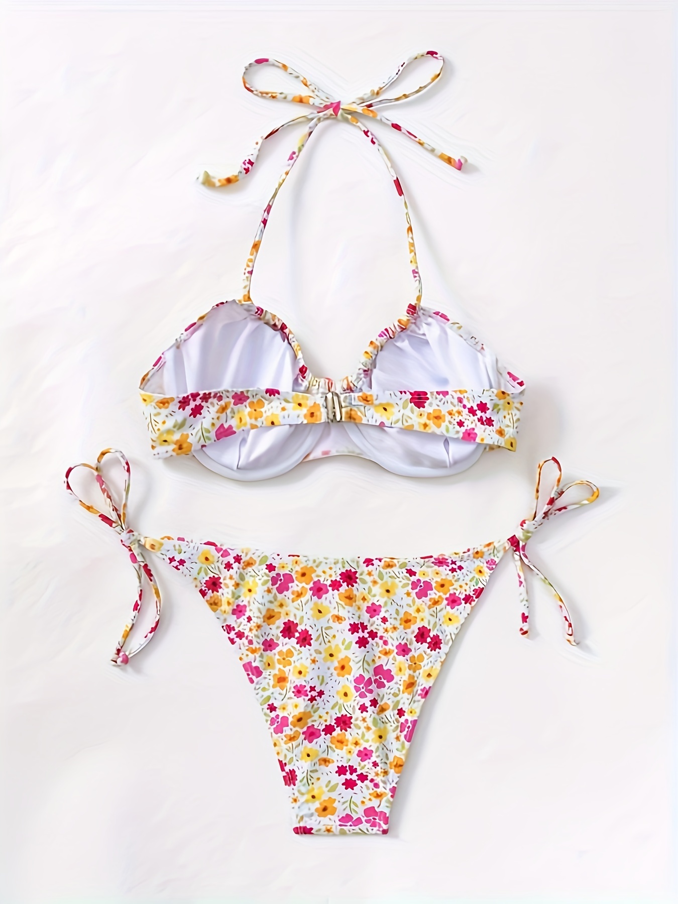 Ensemble 2 Pièces Bikini À Imprimé Floral Et Bretelles Avec - Temu France