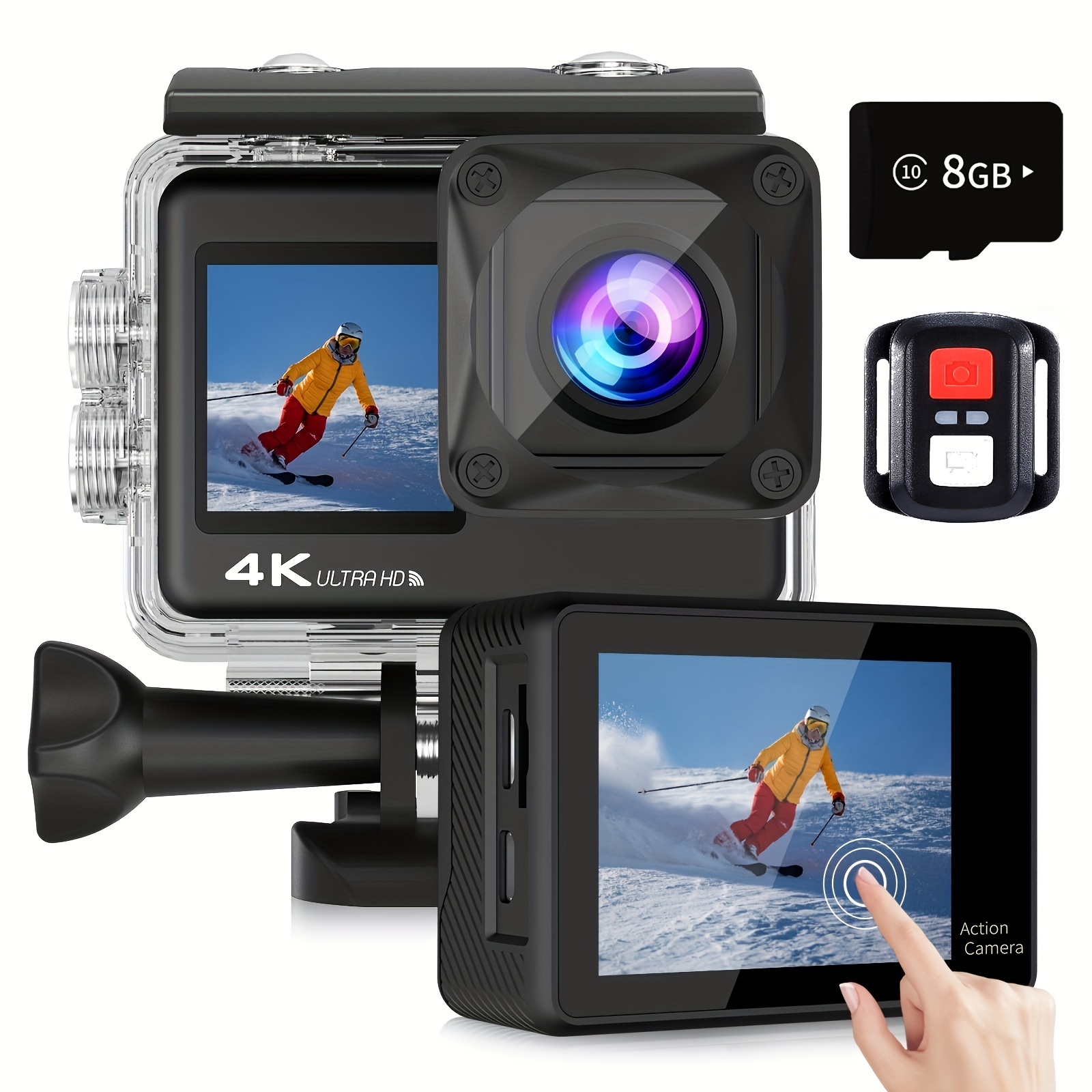4k 60fps Wifi Action Camera Screen Sports Cameras For Remote Control, Eis  Stabilization, 170°wide-angle, Underwater Waterproof Snorkel Surf Camera  With 32gb Card And Mounting Accessories Kit - Temu