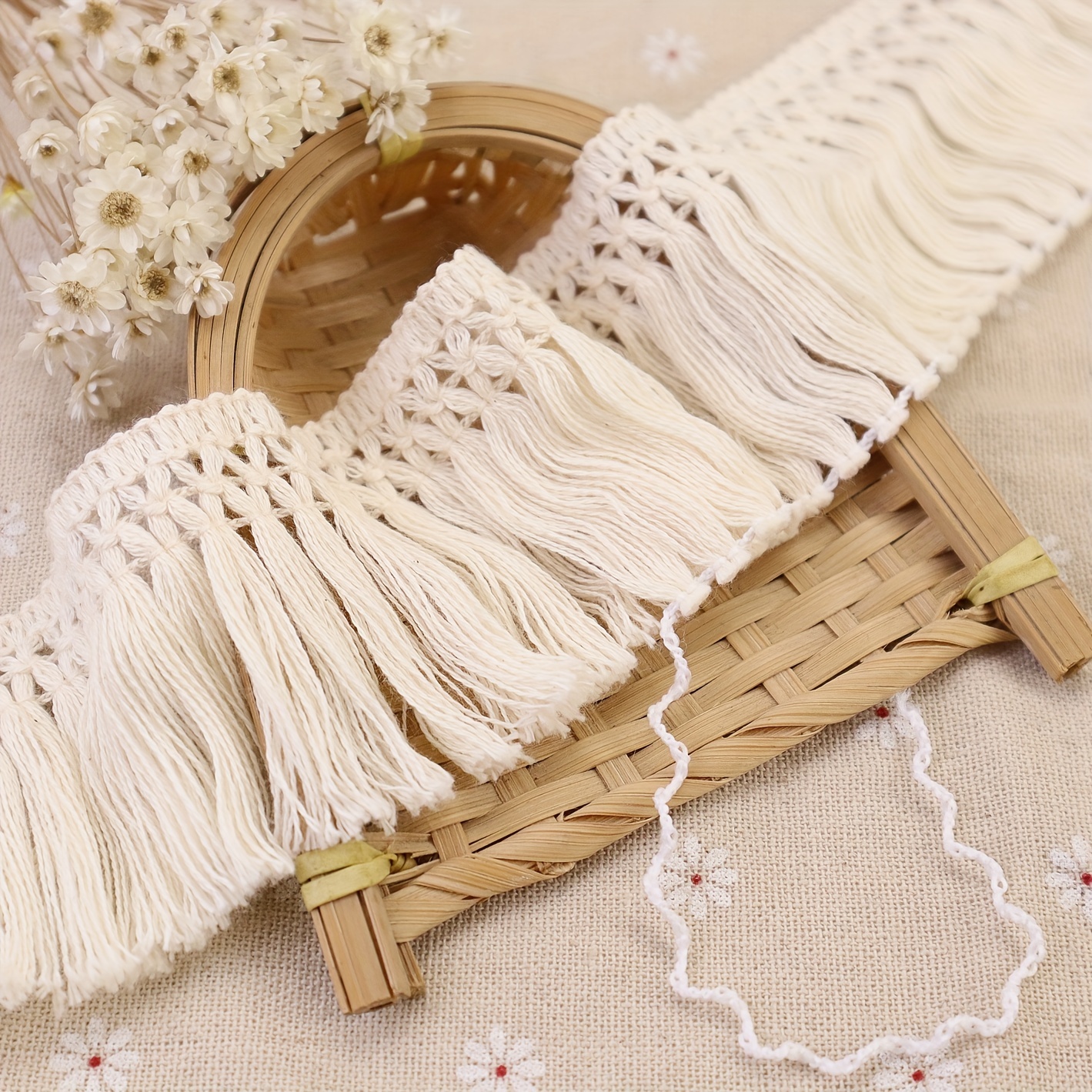 2 Yards Cotton Fringe Trim Sewing Tassel Lace Trim Diy - Temu