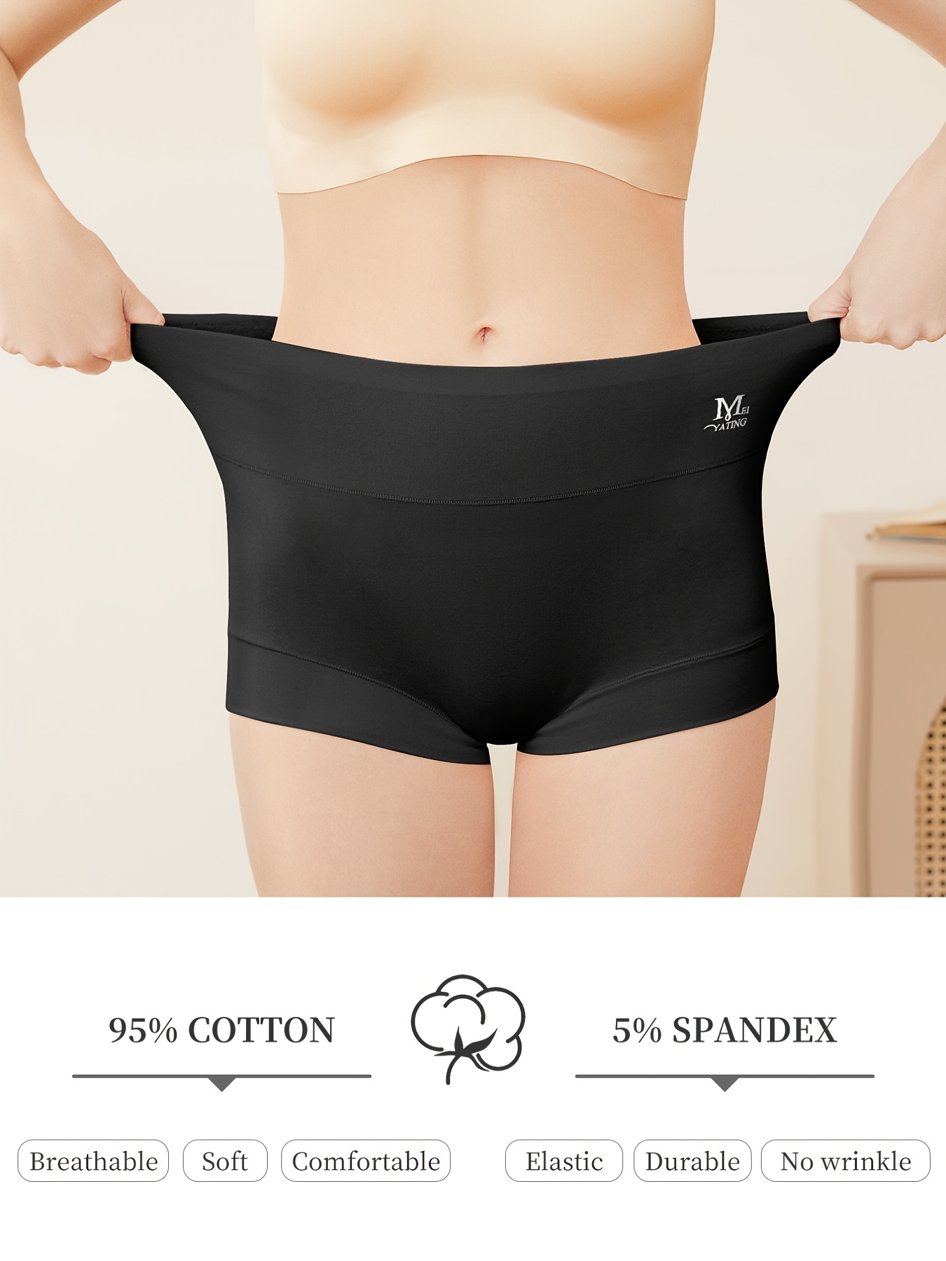 8 Pack Women's Thongs Cotton Underwear Loose Tummy Control Briefs