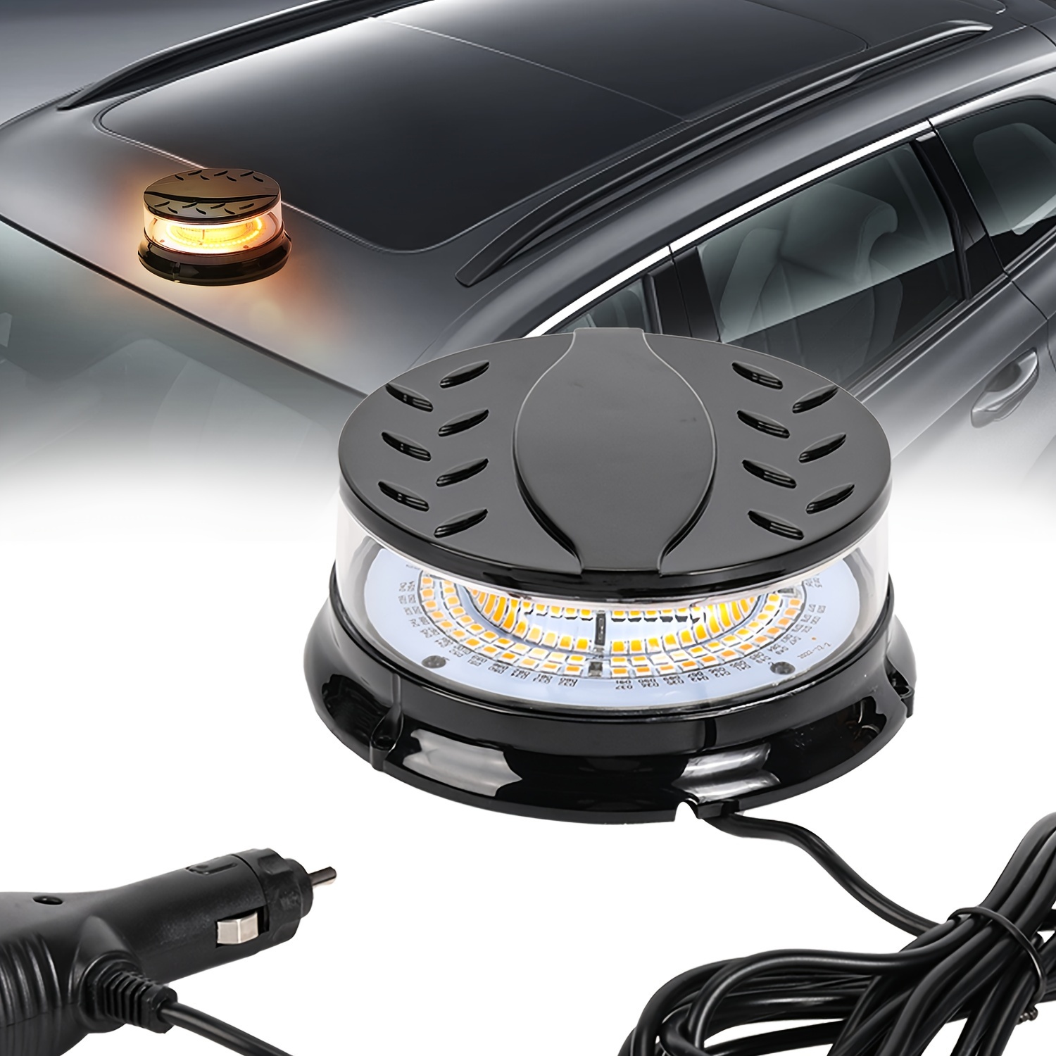 Luces de policía alimentadas por batería, luces LED estroboscópicas  inalámbricas recargables de 12 pulgadas para vehículos con base magnética  (rojo y