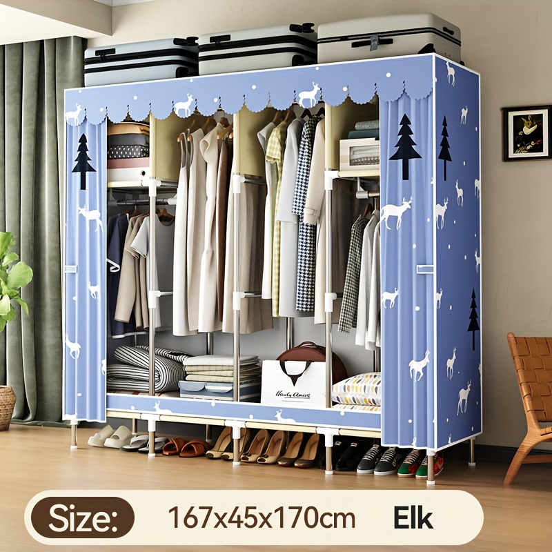 Simple Clothes Storage Wardrobe With Drawer And Dust - Temu