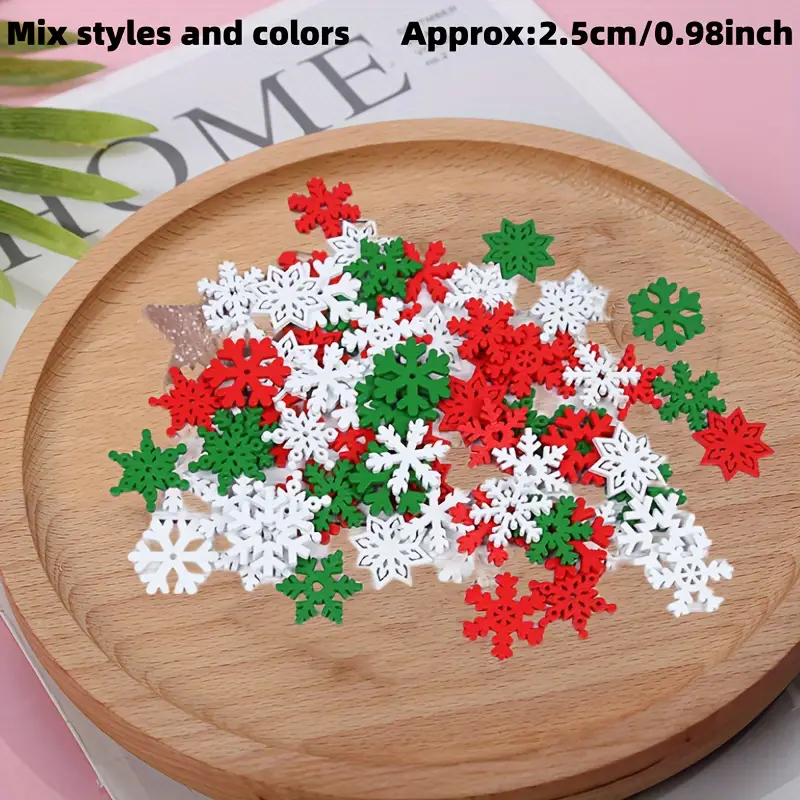 Snowflake Buttons Christmas Wooden Mixed Colorful Buttons - Temu