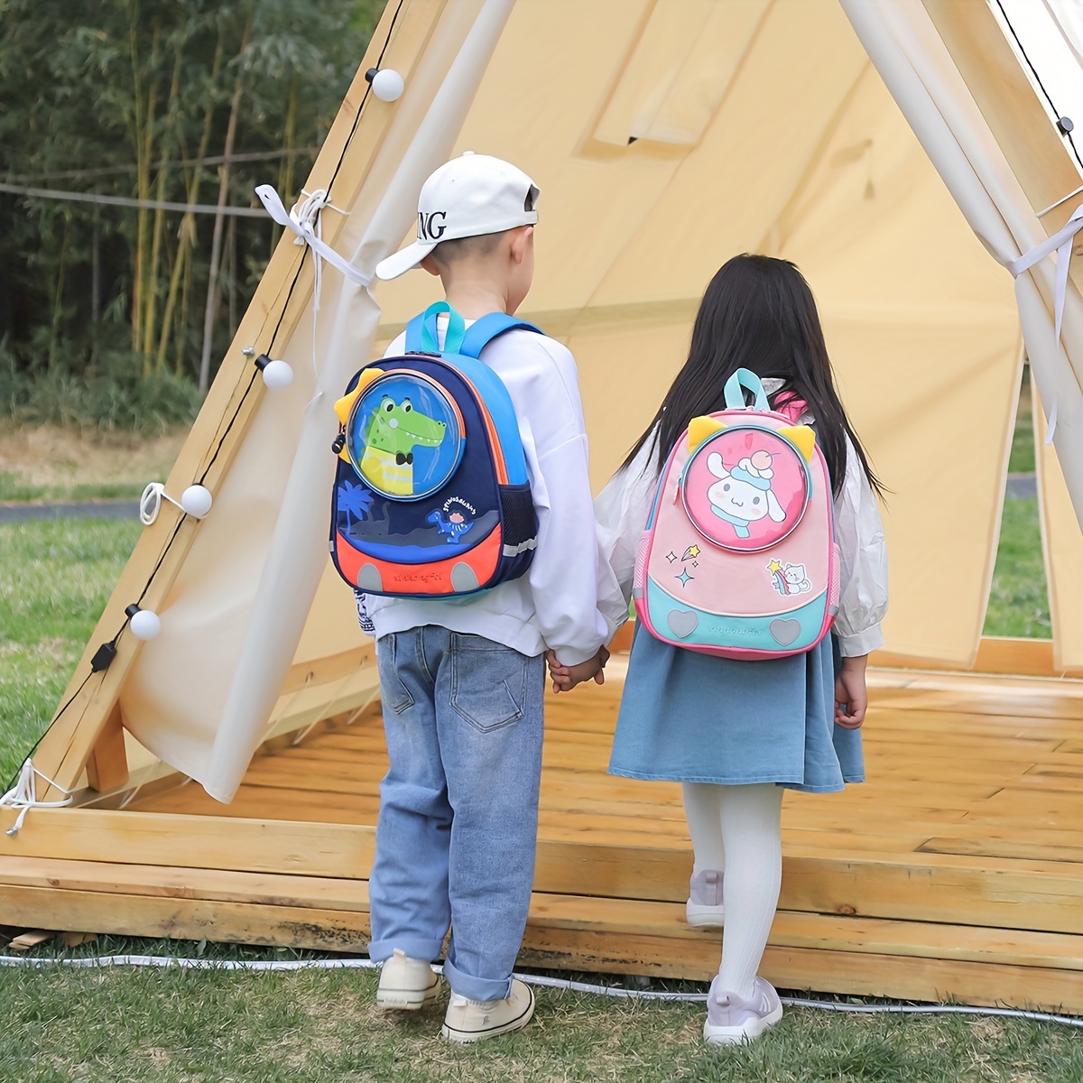 Kids Cartoon Backpack for Kindergarten, Portable Spin Protection Schoolbag