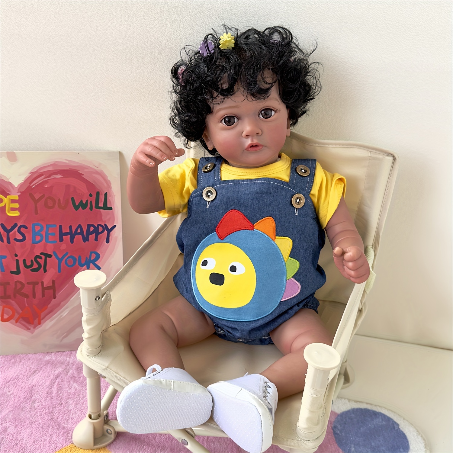 Already Painted Finished Doll Reborn Baby Dark Brown Skin - Temu Canada