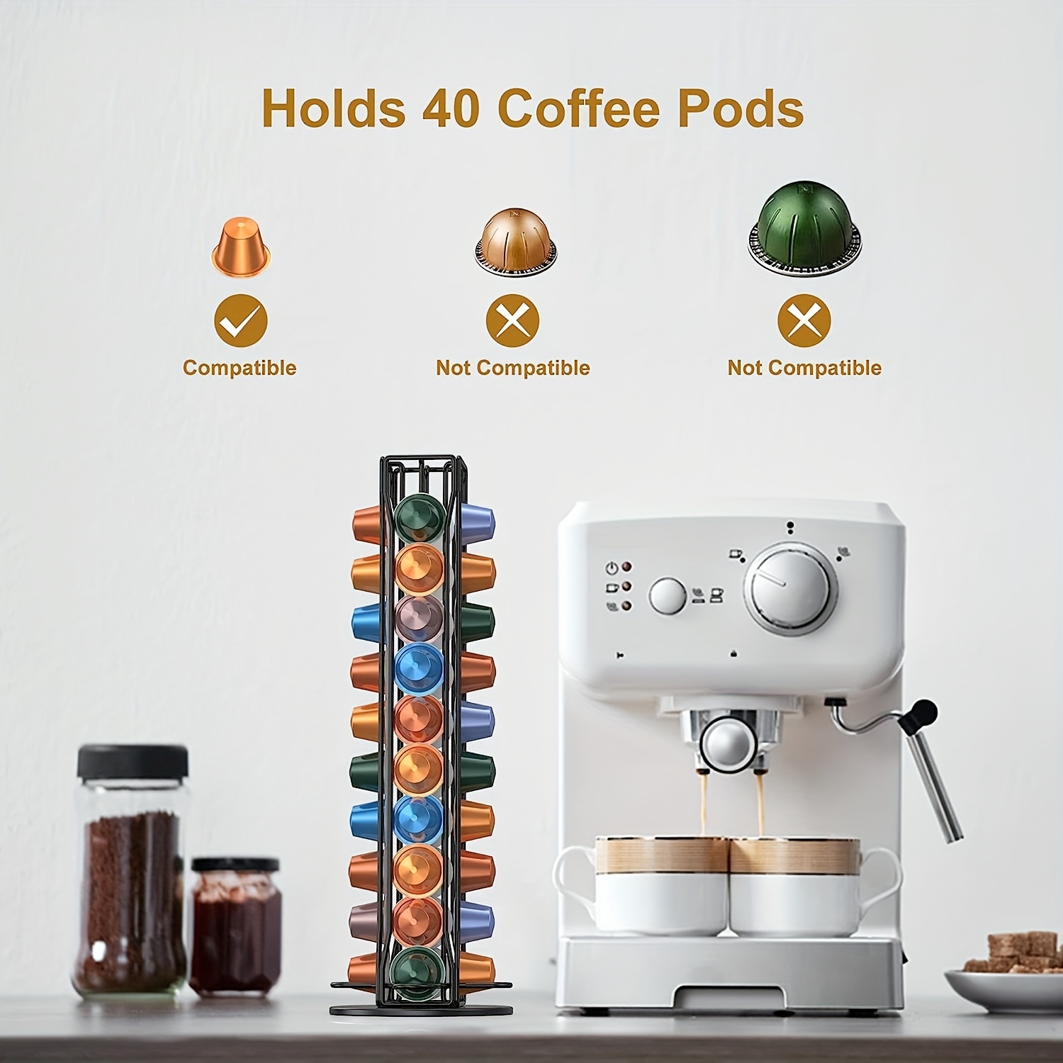 1 soporte para cápsulas de café compatible con Nespresso (40 x cápsulas) -  Soportes para cápsulas de TUNC Sencillez