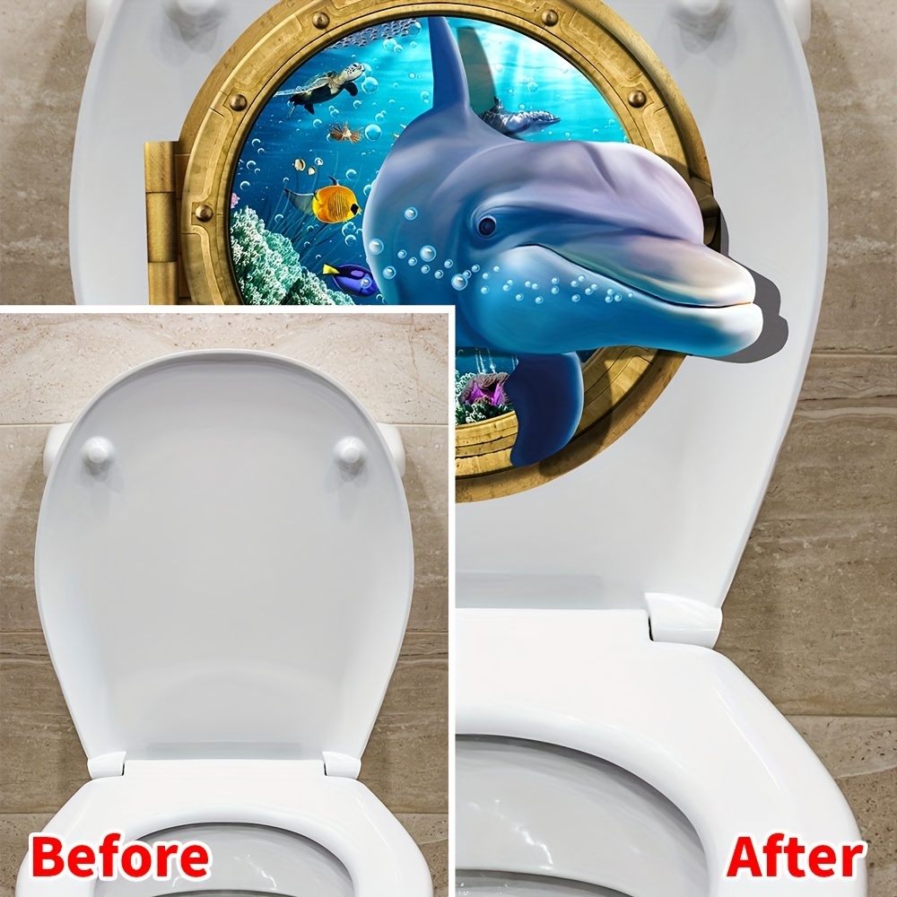 3D Dolphin Diving Mirror Toilet Sticker