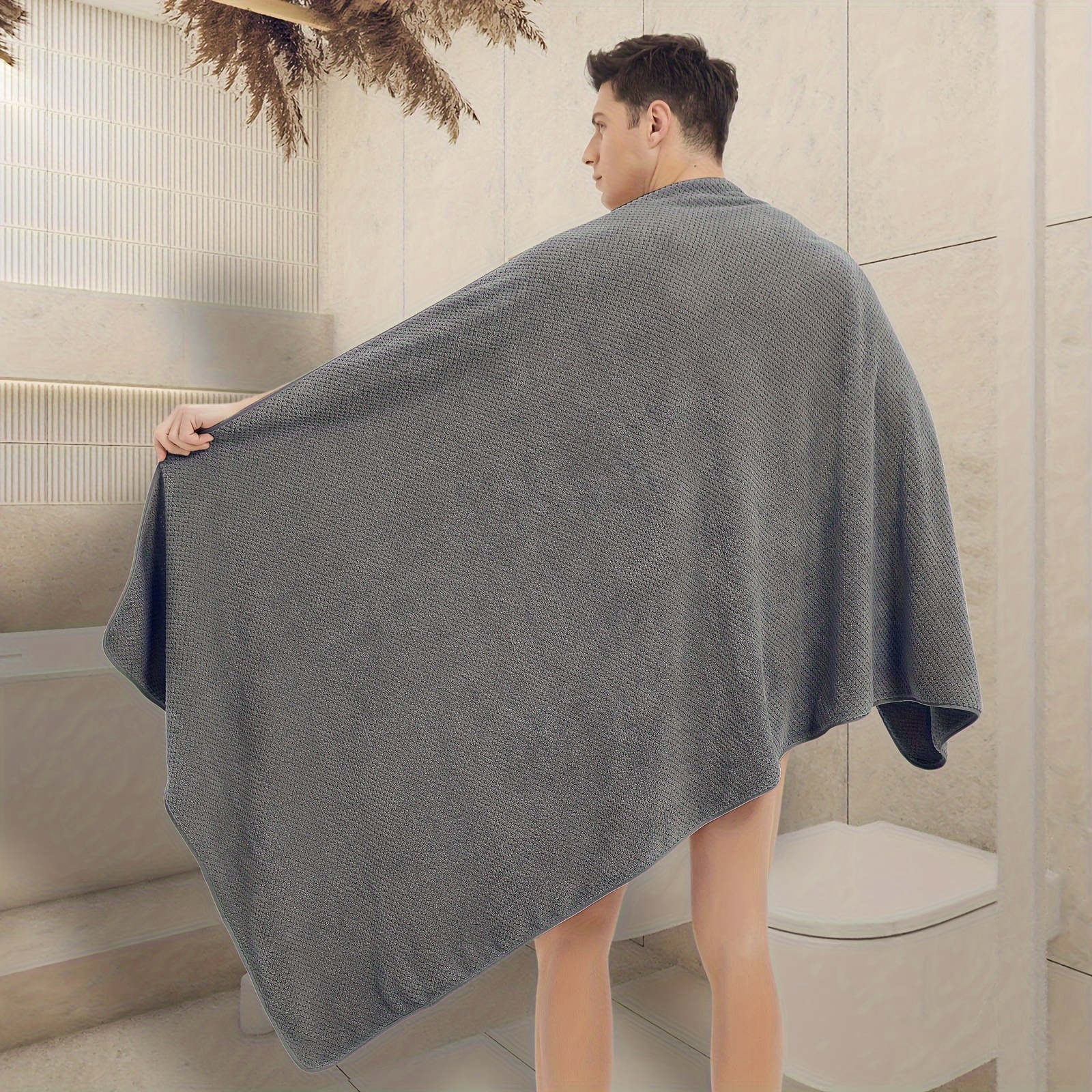  LIFEMUSION Toallas de baño de color gris degradado para mujer,  31.5 x 95 pulgadas, toallas de baño grandes de madera a rayas, toalla de  baño de microfibra para adultos, ducha, spa/gimnasio 